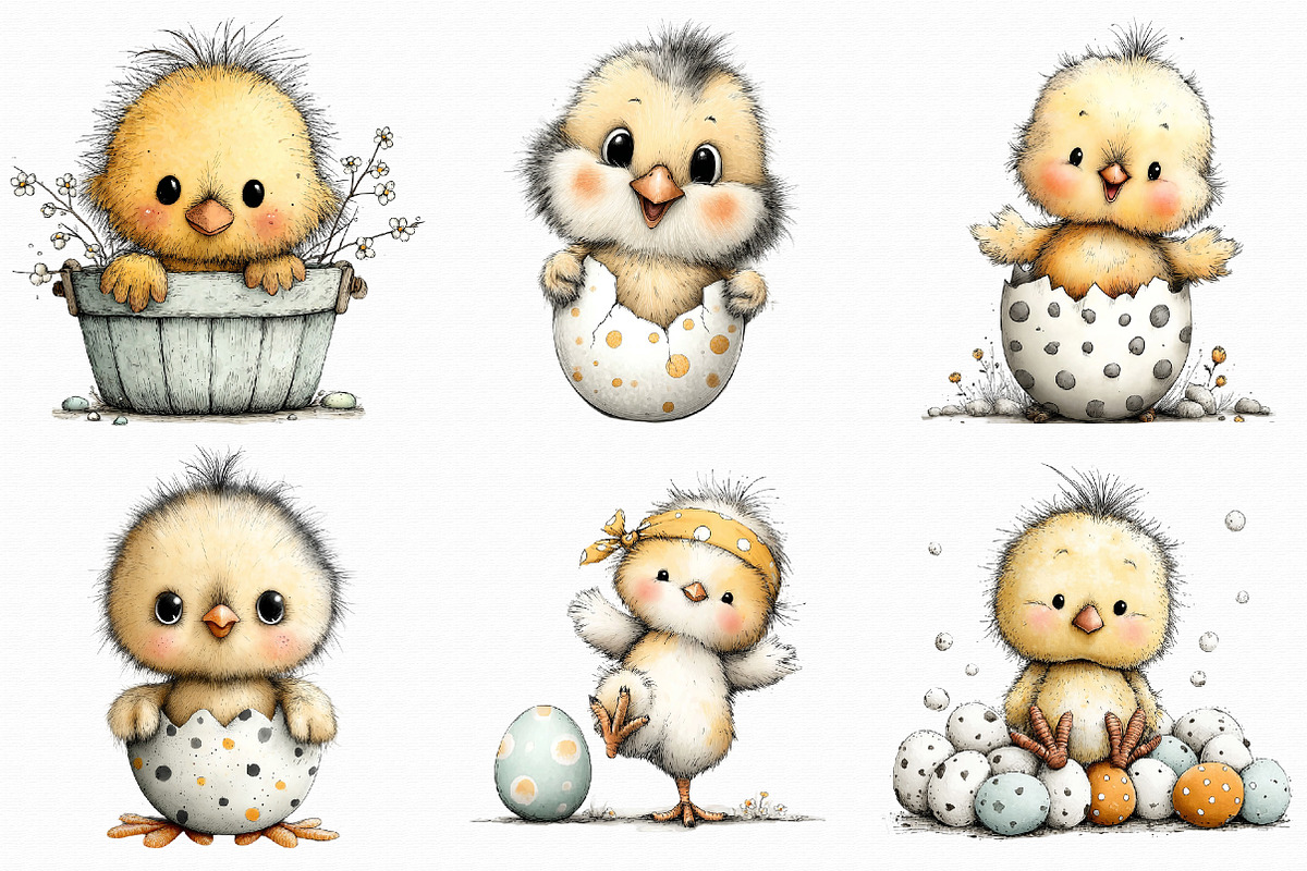Easter Chick and Egg Clipart, an Illustration by Libby Wishes (Photo 2 of 8)