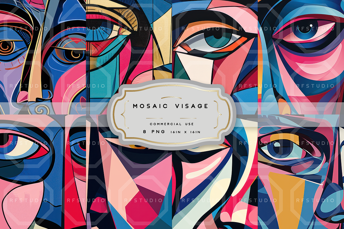 MOSAIC VISAGE. Seamless Bundle, a Texture Illustration by RefinedFantasyStudio (Photo 1 of 9)