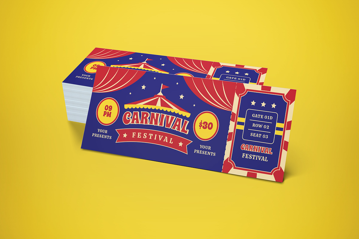 Carnival Ticket, a Card Template by graphicook (Photo 2 of 3)