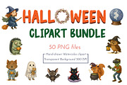 Watercolor Halloween Clipart Bundle, a Seasonal Illustration by GeoWander (Thumbnail 1 of 3)