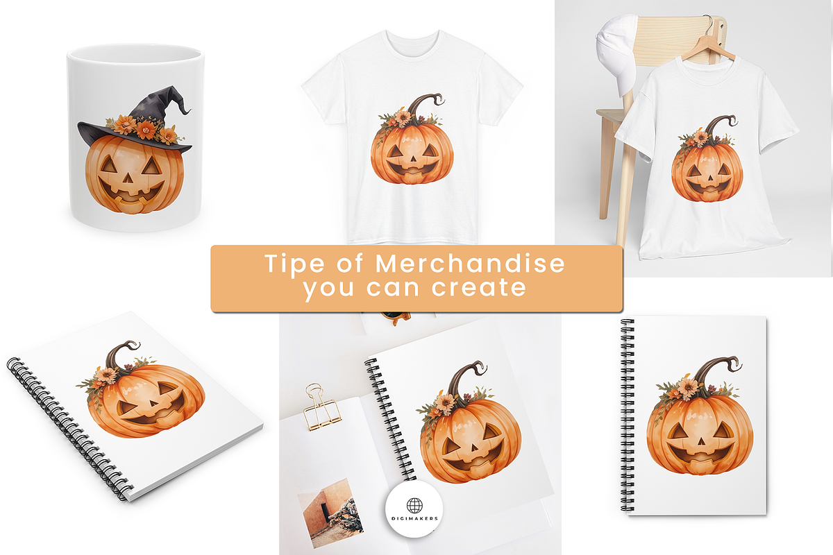 Watercolor Halloween Pumpkins Bundle, an Object Graphic by Nina Shaw (Photo 7 of 9)