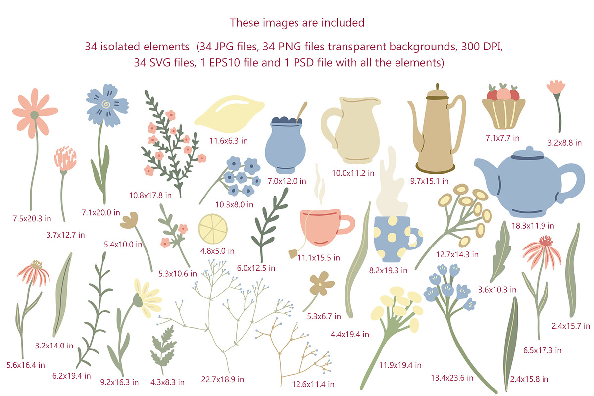 Herbal tea clipart and patterns, a Pattern Graphic by Anna Druzhkova (Photo 2 of 15)
