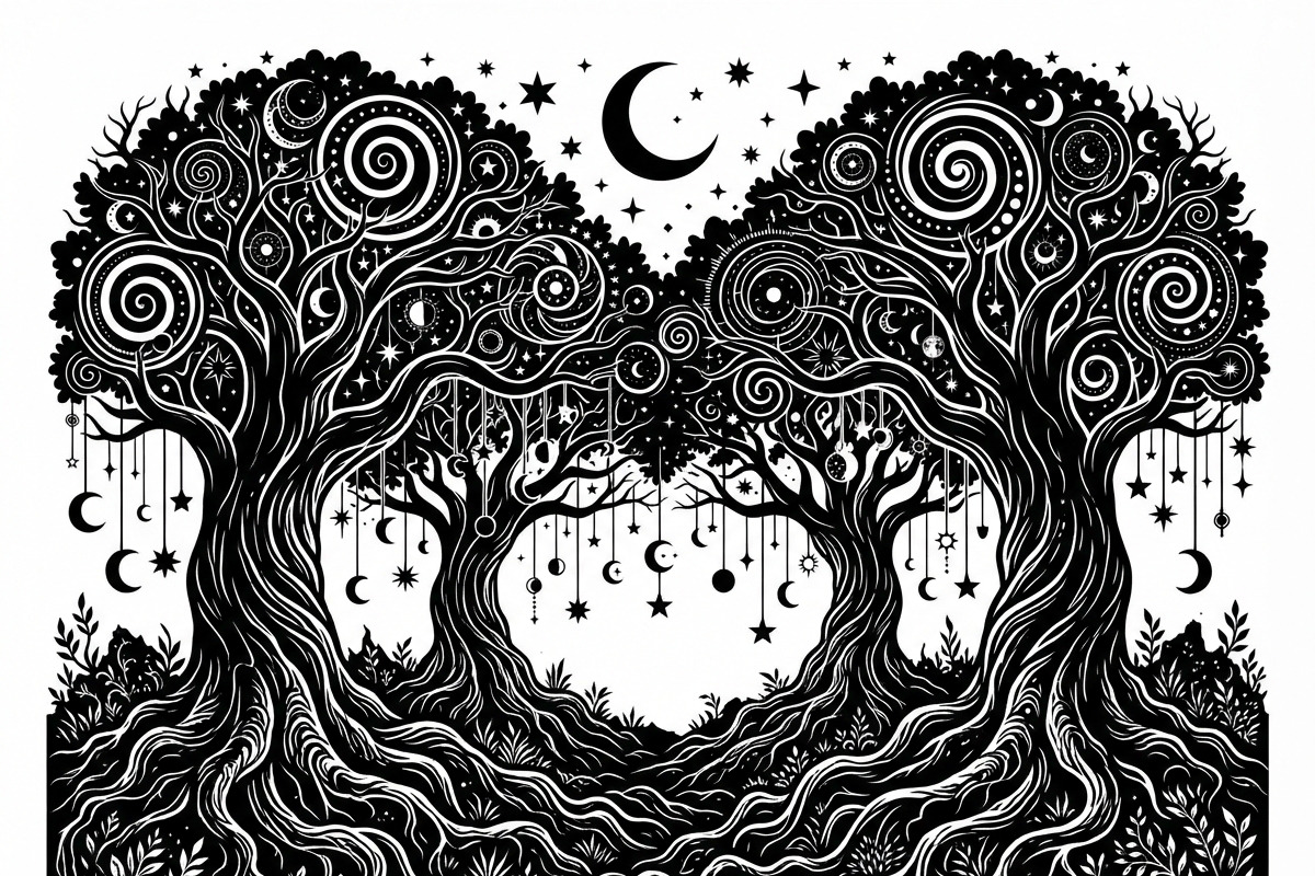 50 Mystical Galaxy Forest Silhouette, a Technology Illustration by Amazin_art (Photo 20 of 34)