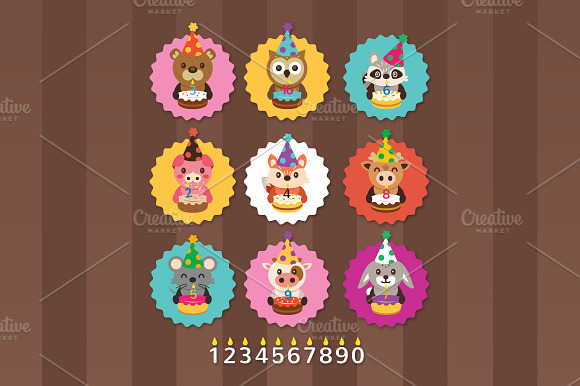 Birthday Party Cute Animals Clip Art