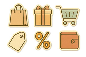 Black friday shopping icons set incl, an Illustration by Dvoevnore photos