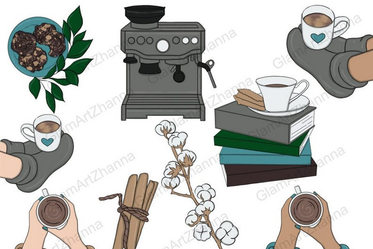 I Love Coffee Clipart, a Food Illustration by GlamArtZhanna (Photo 2 of 3)