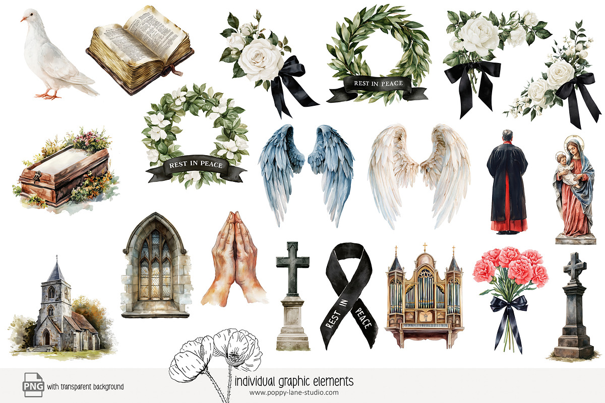 105 Christian funeral clip art, a Person Illustration by Poppy Lane Studio (Photo 6 of 10)