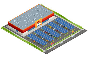Isometric Retail Mall with Solar