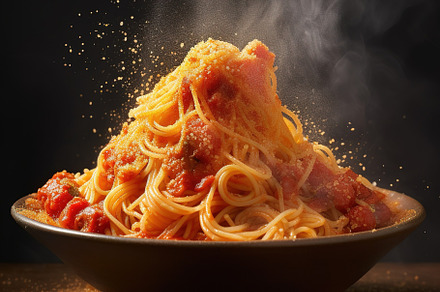 pasta with amatriciana sauce, a Food & Drink Photo by Virgo Studio