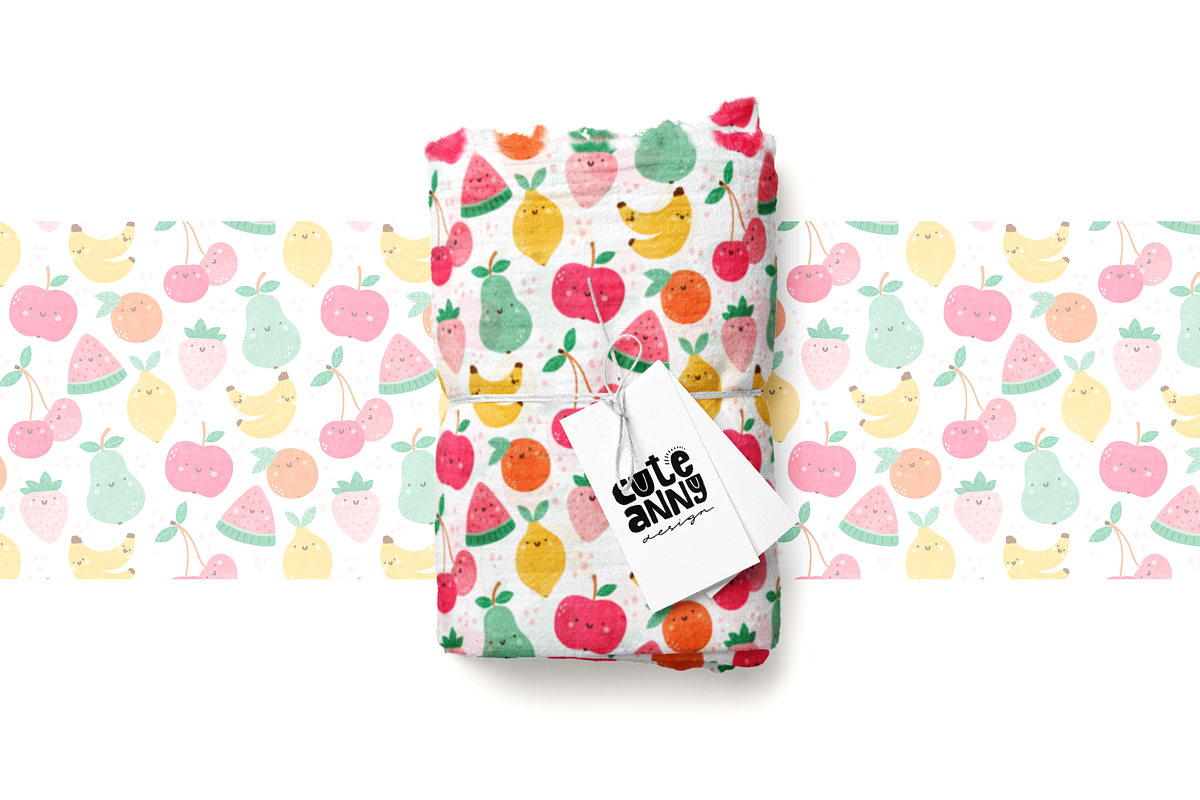 Pattern with funny fruits, a Pattern Graphic by Cuteanny Design (Photo 4 of 4)