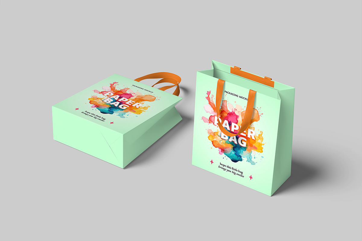 Paper Bag Mockup, a Merchandise Mockup by graphictime (Photo 9 of 12)