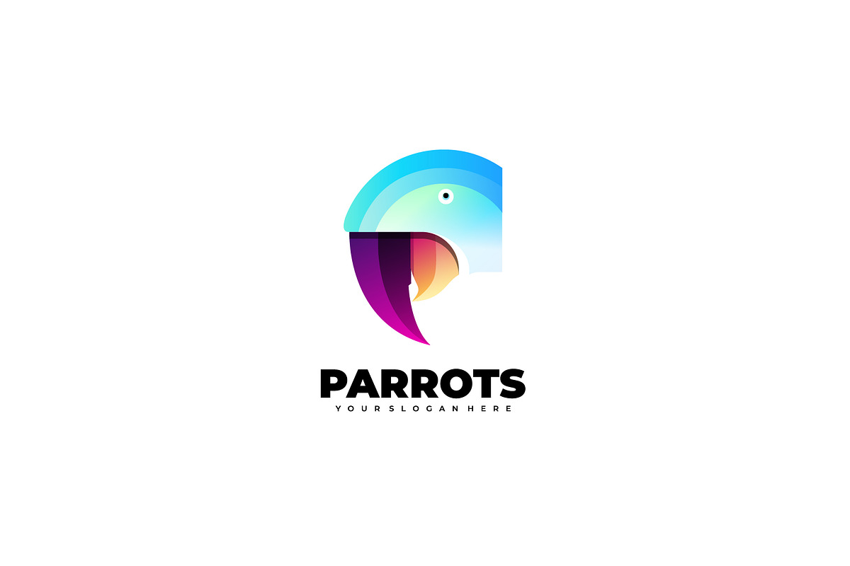 head parrot logo gradient color icon, a Branding & Logo Template by OmerStudio