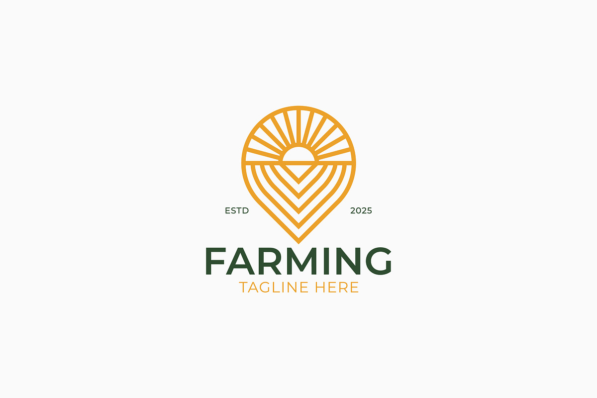 Farming Sunrise Linear Shape Logo, a Branding & Logo Template by Signatoro (Photo 2 of 3)