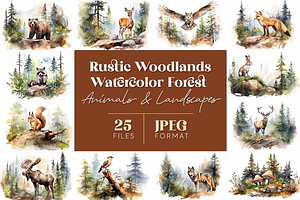 Rustic Watercolor Forest Collection