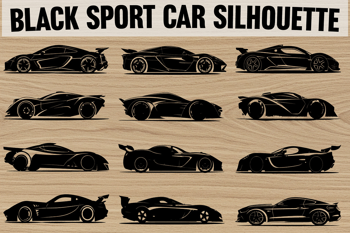 Luxury Sport Car Silhouette Bundle, an Illustration by jahid234