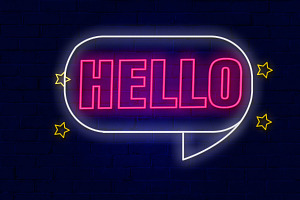 Hello Neon Sign PSD Editable Text Ef