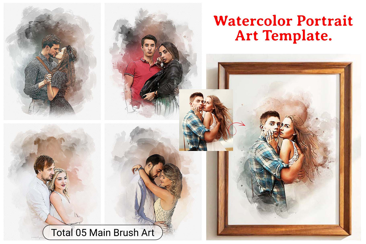 Watercolor Portrait Art Template, an Action Add-On by MRI STUDIO (Photo 1 of 9)