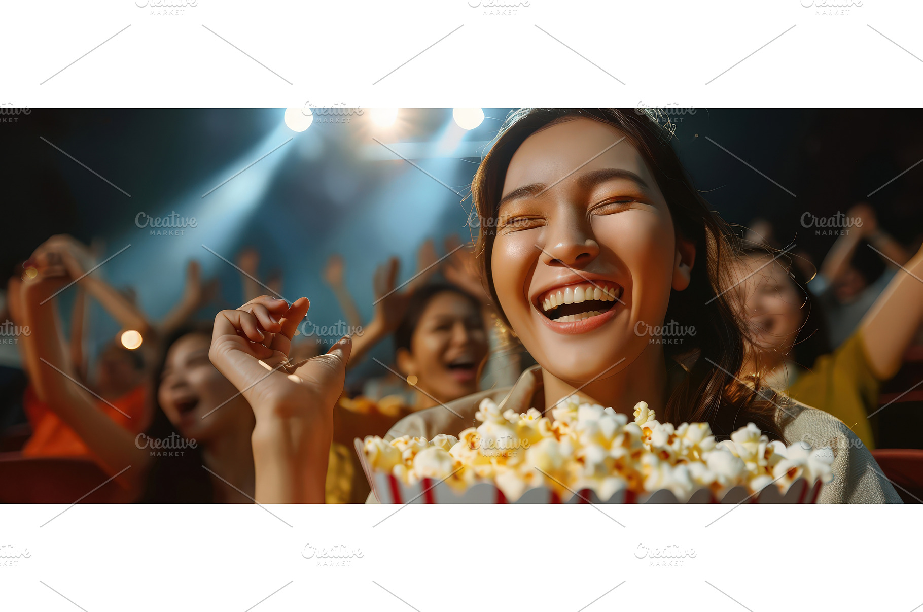 Happy woman enjoying movie with, a Person Photo by piter.goskov