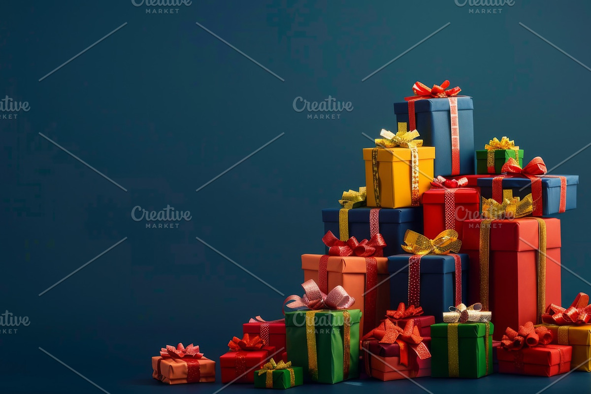 86 Gift boxes with ribbons and bows, a Holiday Photo by Handmadefont (Photo 25 of 90)