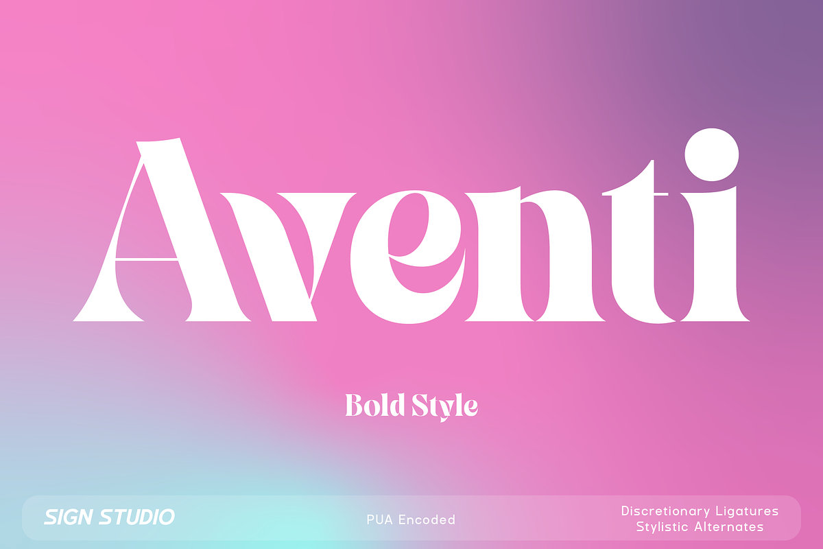 Aventi - Bold Style, a Serif Font by Sign Studio (Photo 1 of 10)