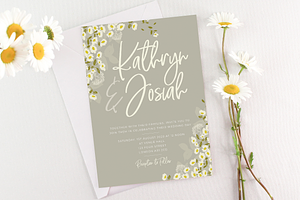 Grey Daisies Wedding Invite Suite