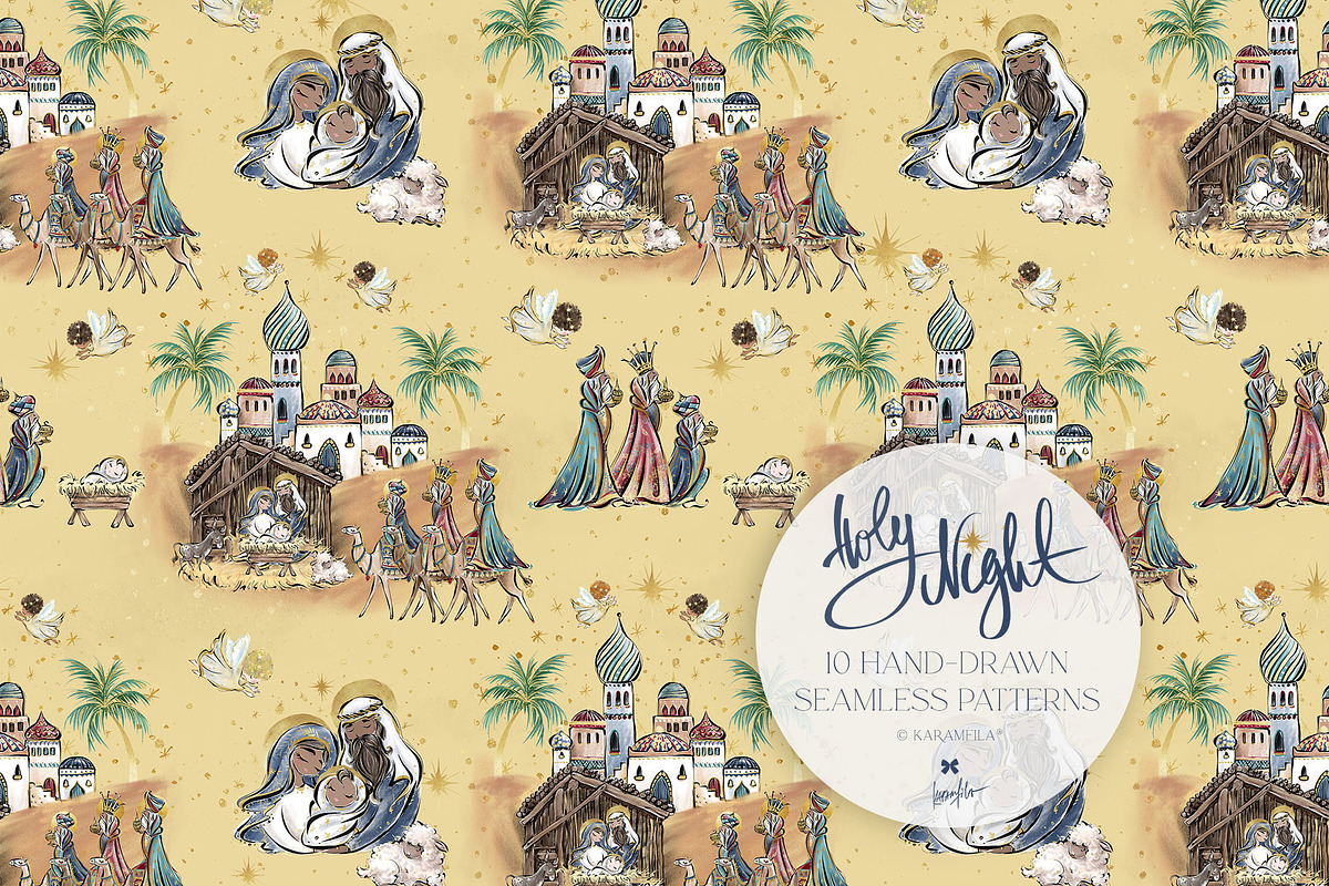 Nativity Christmas Family Patterns, a Pattern Graphic by KaramfilaS (Photo 2 of 14)