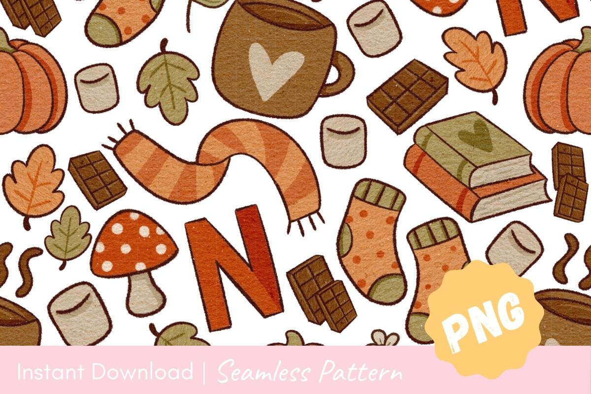 Cozy Autumn Seamless Pattern, a Texture Illustration by CpSnowy (Photo 2 of 5)