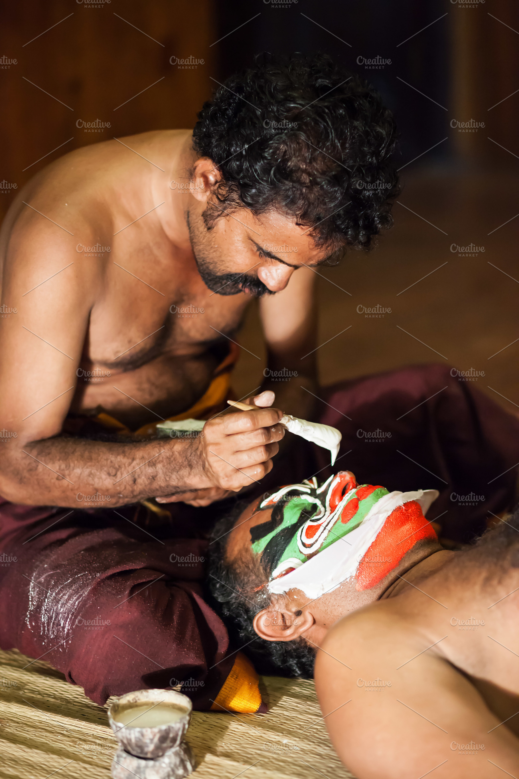 Kathakali preparation, a Photo by saiko3p