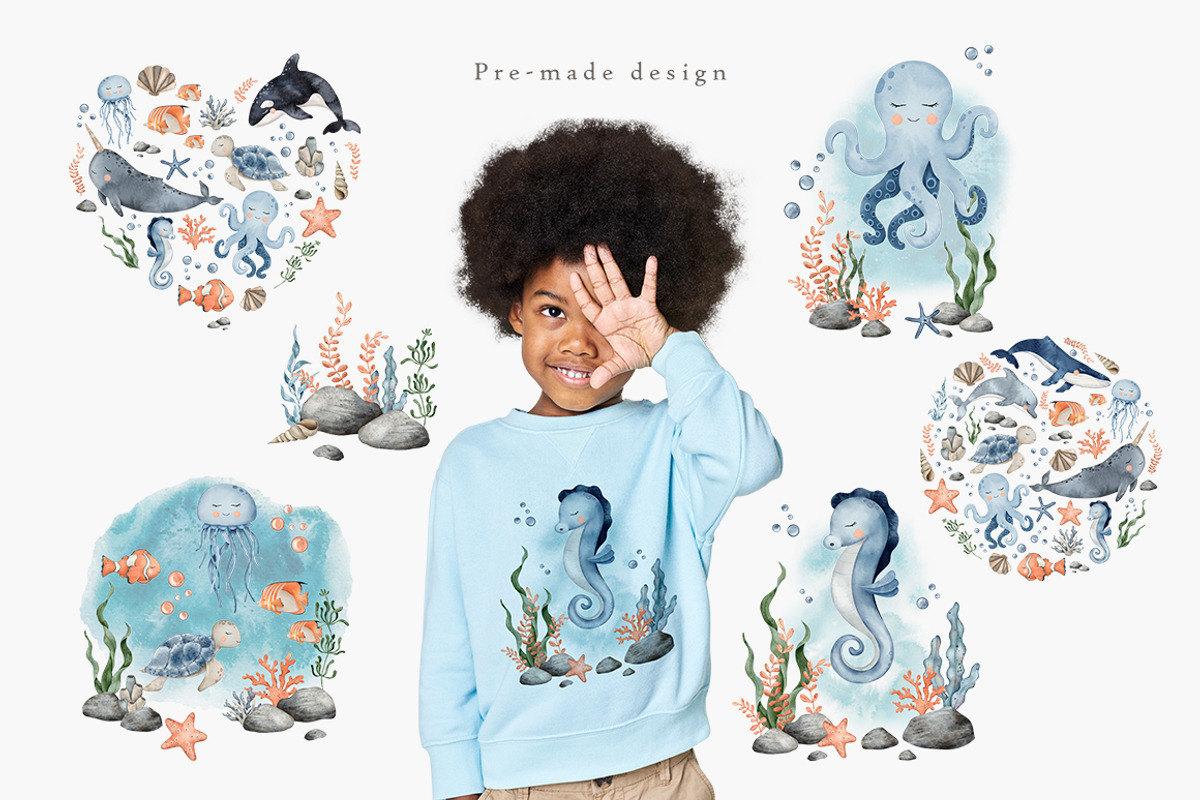 Under the sea Watercolor clipart, an Animal Illustration by Daryartsy (Photo 4 of 7)