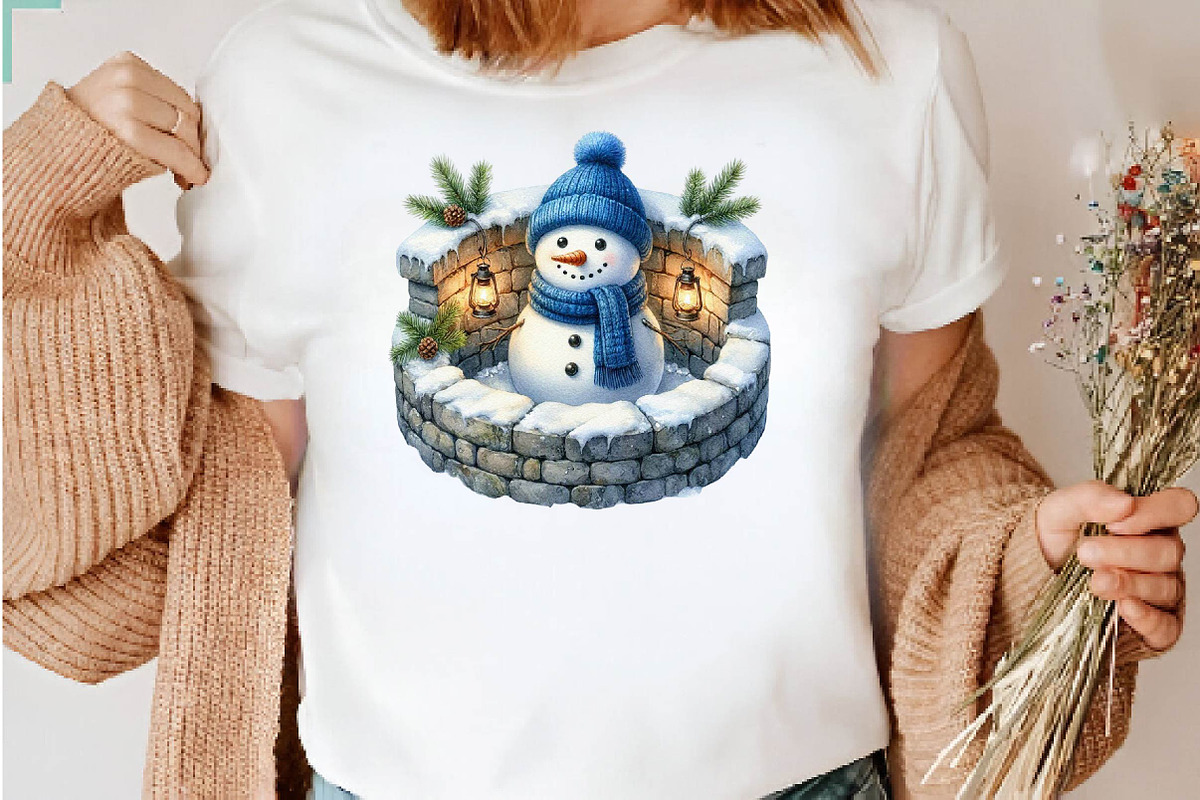 Watercolor Snowman Collection, a Seasonal Illustration by CreationArt (Photo 6 of 7)