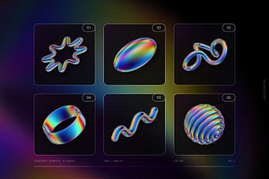 Iridescent Geometric 3D Shapes Vol.3