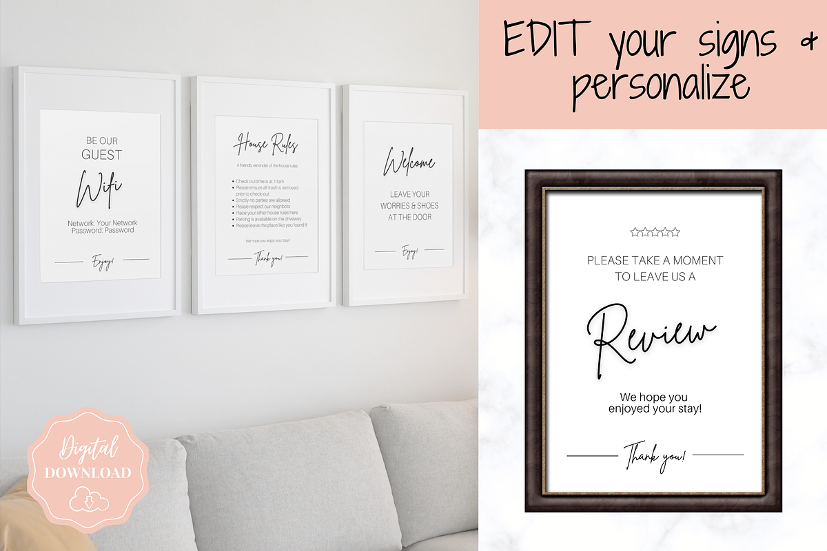 Airbnb Sign & Poster Template Bundle, a Brochure Template by Templatables (Photo 3 of 10)