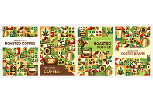 Roasted coffee and beans patterns, a Texture Illustration by Vector Tradition