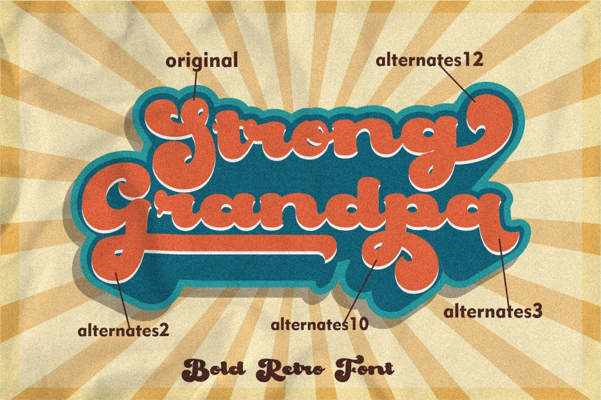 Strong Grandpa - Bold Retro Font, a Script Font by PutraCetol Studio (Photo 4 of 12)