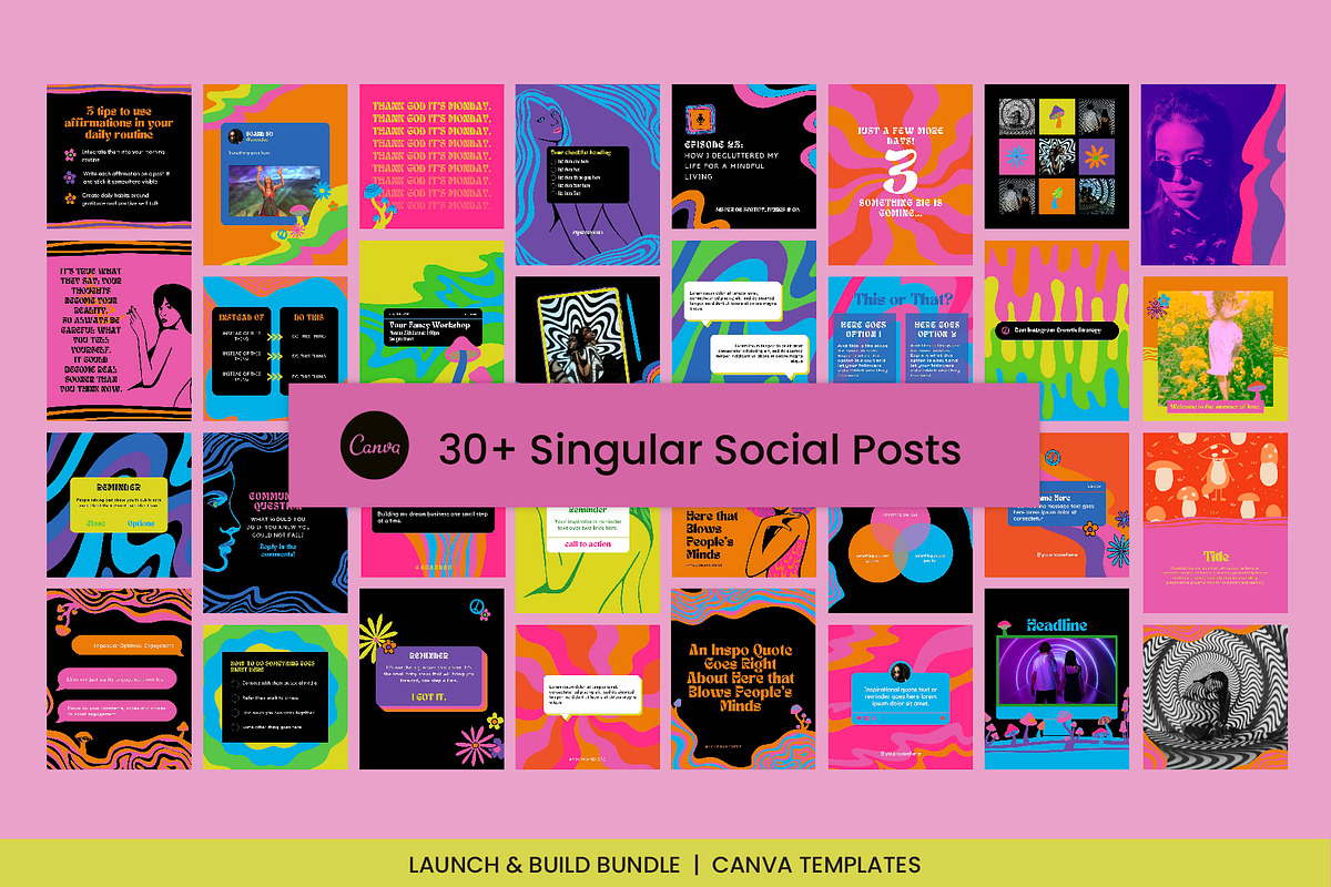 Psychedelic Canva Brand Collection, a Social Media Template by WorkShy Studio (Photo 7 of 23)