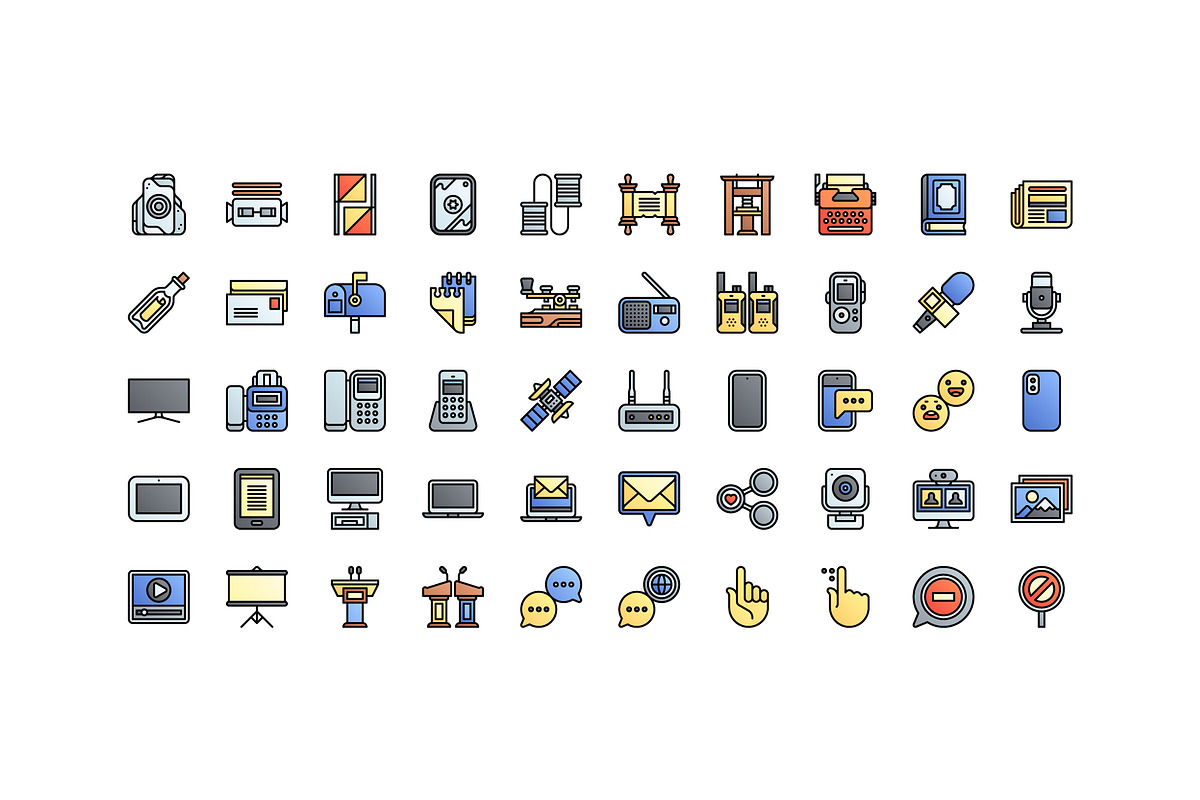 50 Communication Icons, an Outline Icon by Side Project (Photo 2 of 9)