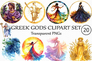 Greek Gods clipart set, an Illustration by Craft Nest