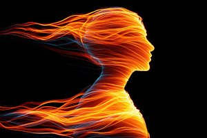 Fiery flowing female profile, an Abstract Photo by AlyaAnd