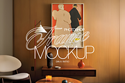 A1 Poster Mockup Warm Wood Interior, a Mockup by WasMockups (Thumbnail 1 of 5)