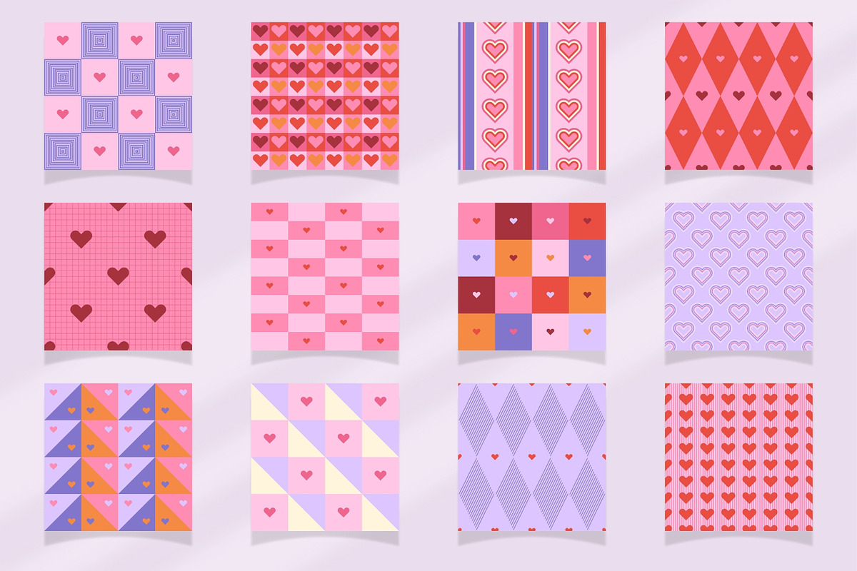 Geometric & Hearts Patterns, a Pattern Graphic by Enia Grace (Photo 4 of 16)
