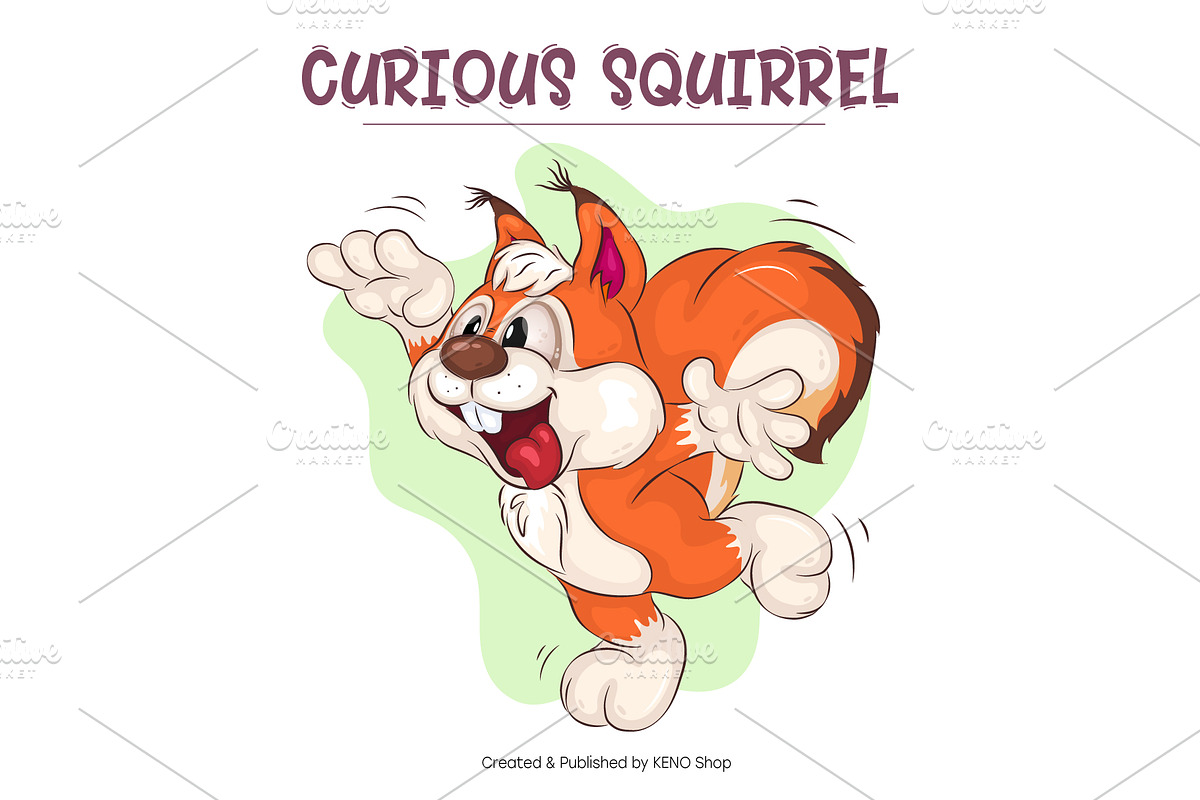 Curious Cartoon Squirrel. Clipart., an Animal Illustration by KENO Mascots (Photo 2 of 3)