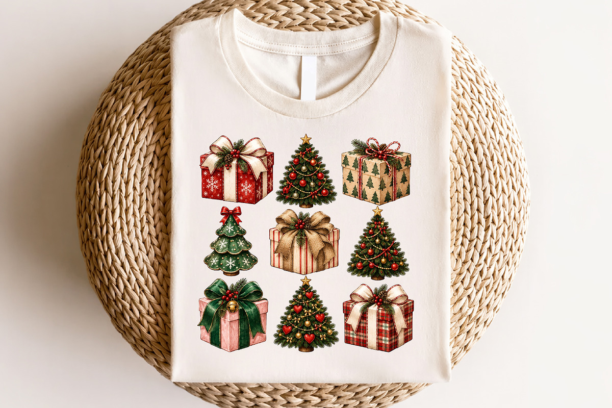 Preppy Christmas Tree Gift Box PNG, a Seasonal Illustration by CraftArtStudio (Photo 4 of 4)