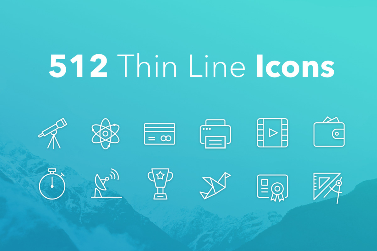 512 Thin Line Icons, an Outline Icon by Okodesign Market (Photo 1 of 5)