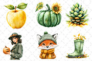 Yellow & Green Autumn Clipart, an Illustration by Dream Creation (Thumbnail 2 of 6)