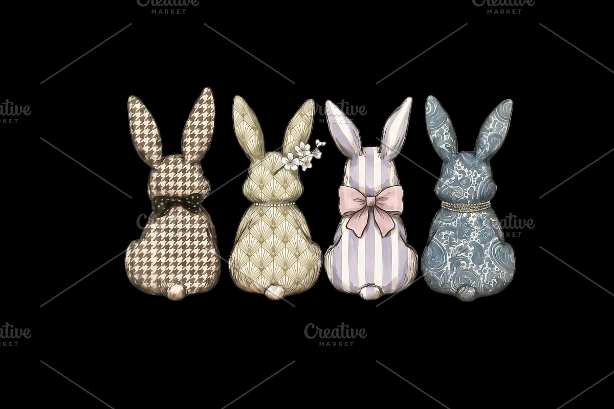 Watercolor Easter bunnies Love Png, an Illustration by VetalStock (Photo 3 of 3)