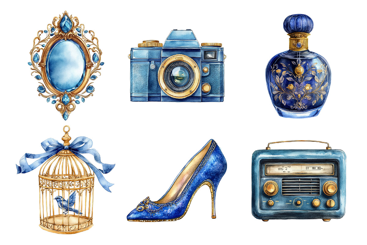 Retro Royal Blue and Gold PNG, an Illustration by SinaCreation (Photo 4 of 5)