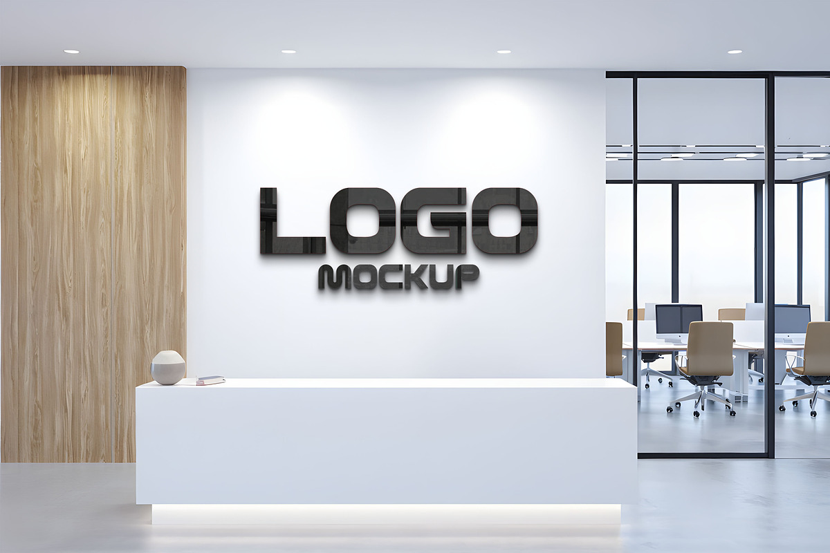 Modern Office Wall Logo Mockup, a Mockup by GenesisCreativeCo (Photo 2 of 3)
