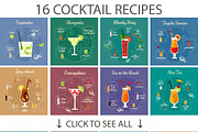 16 popular cocktail recipes, a Food Illustration by Mallinka (Thumbnail 2 of 4)