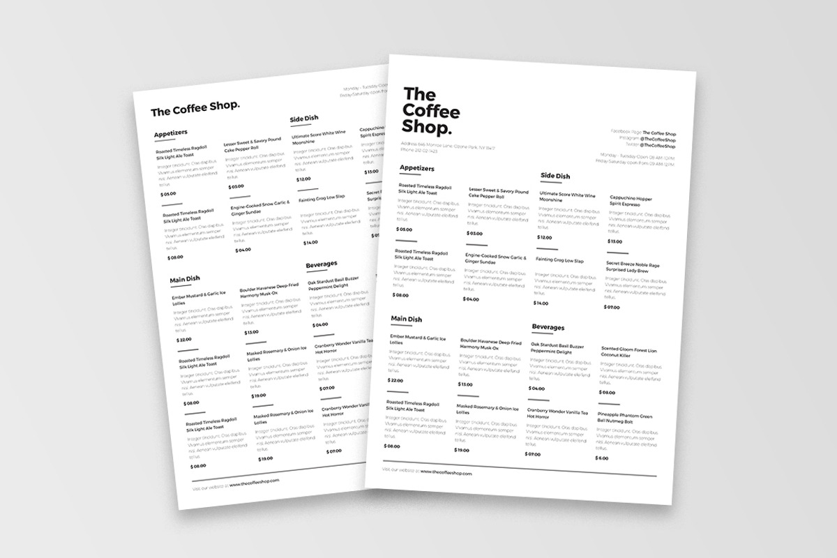 Minimalist Food Menu, a Flyer Template by The Good Store (Photo 2 of 5)