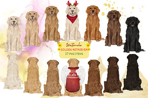Watercolor Golden Retriever Clipart, an Animal Illustration by ColorfulPT